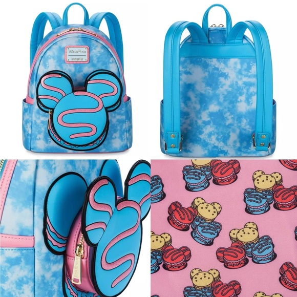 Loungefly Mickey Disney Eats Macaron Backpack, Ears, & Tumbler Bundle Set NWT - Picture 2 of 12